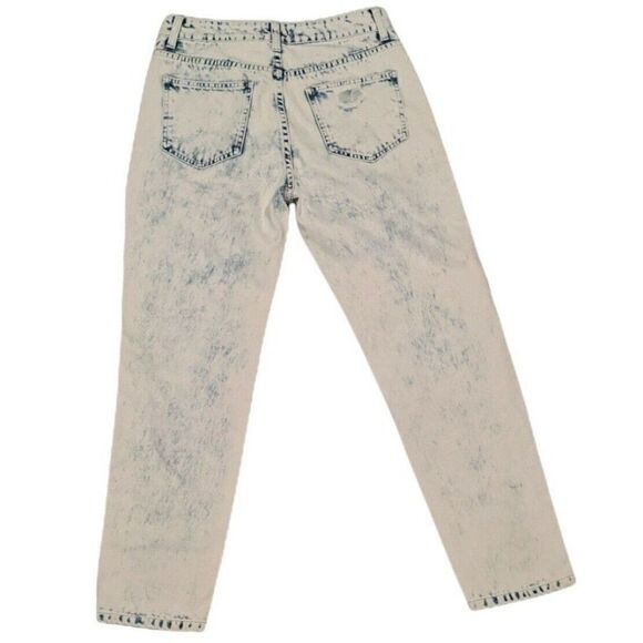 Uniq By Litz Distressed Jeans Patchwork Inset Acid Light Wash LP-40017B 26 - Picture 2 of 8